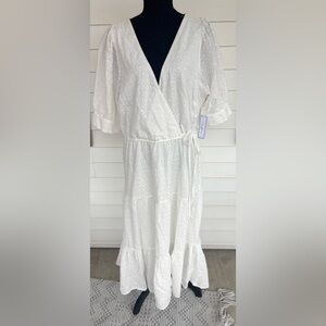 Romantic White Eyelet Premier Armour Dress NWT New Size 16 Ruffle